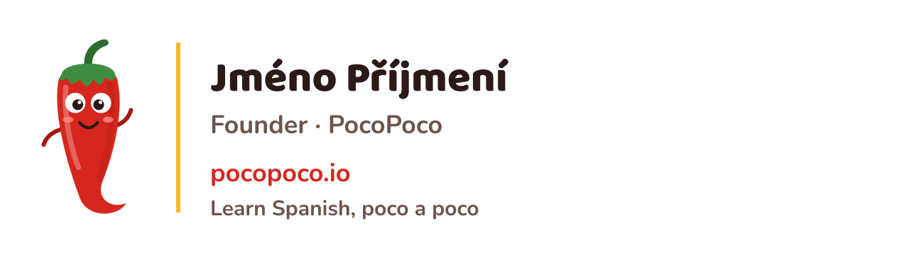 E-mailový podpis s Pocem, jménem a odkazem pocopoco.io